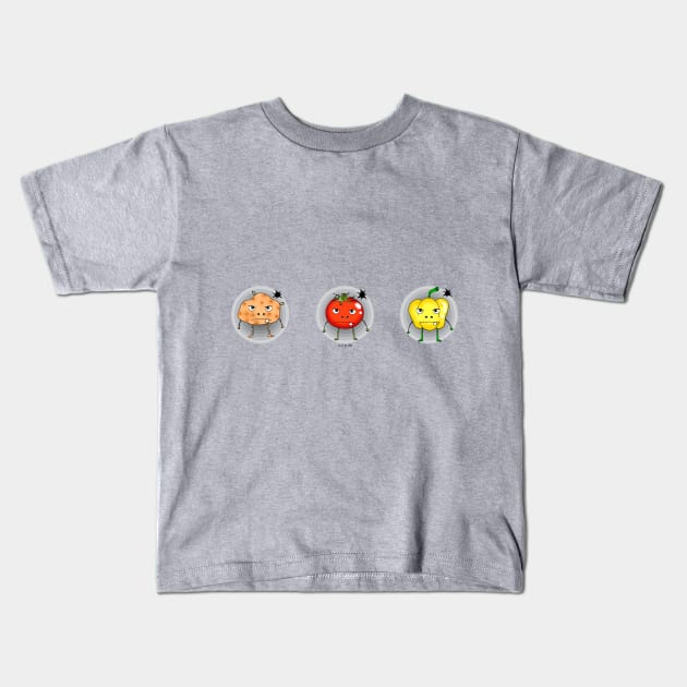 angry vegetables Kids T-Shirt by cartoonygifts